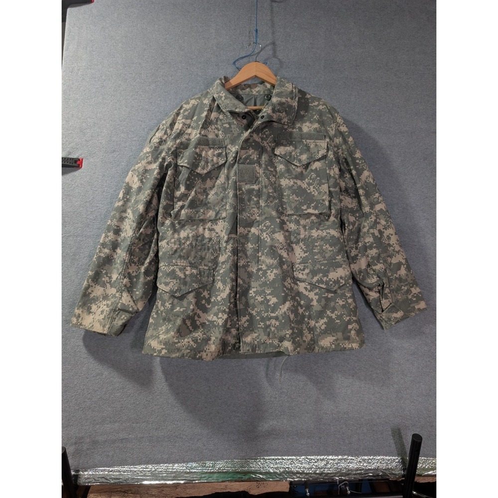 US Army ACU Digital Camouflage Field Jacket Medium Regular Military Coat Hooded